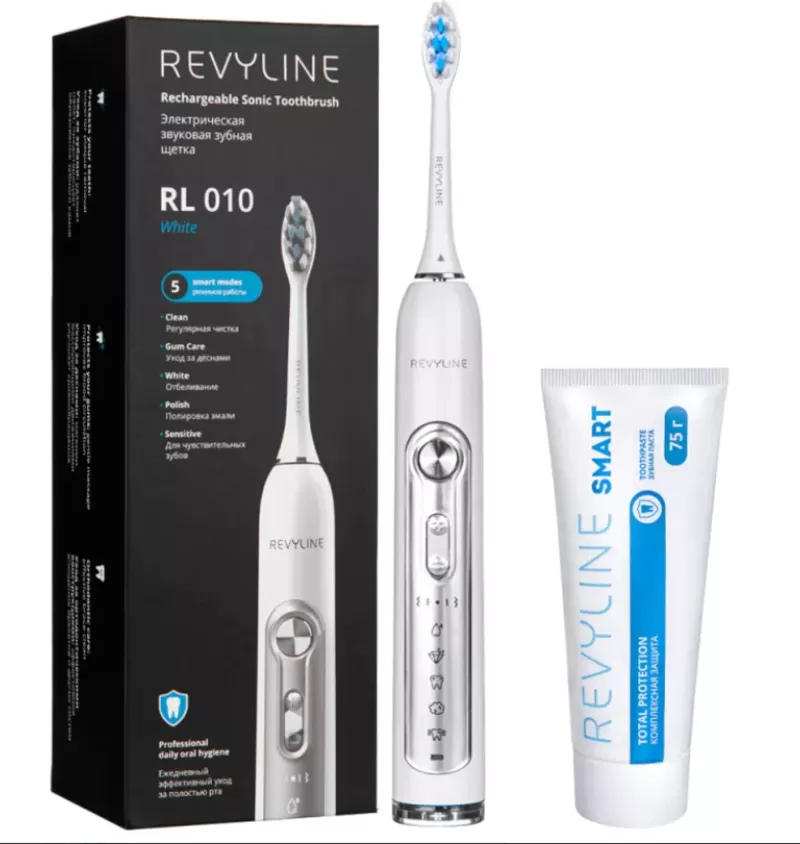 Звуковая зубная щетка Revyline RL010 (белая) и качественная паста